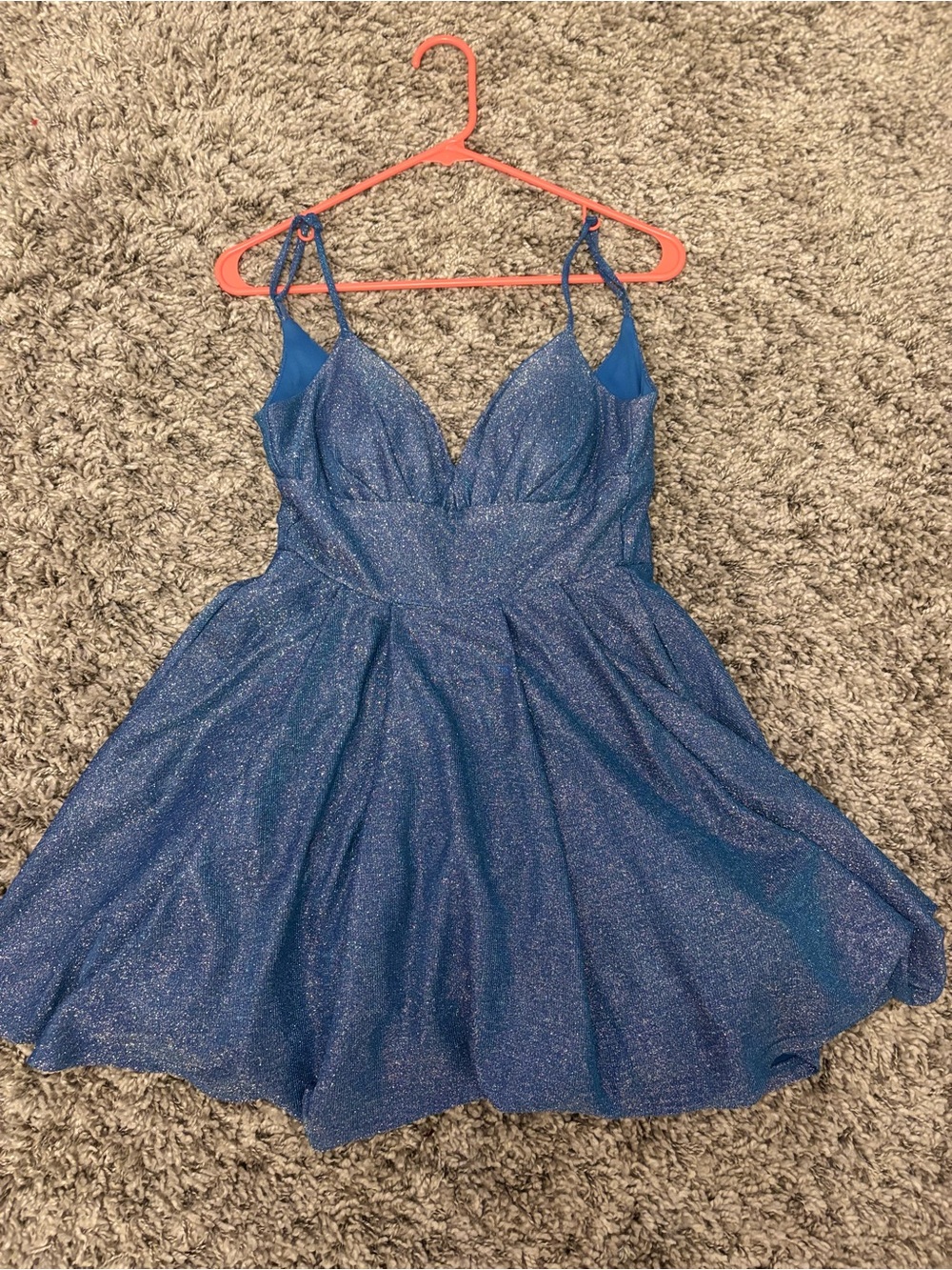 B Darlin Sparkle Blue Satin Slip Dress